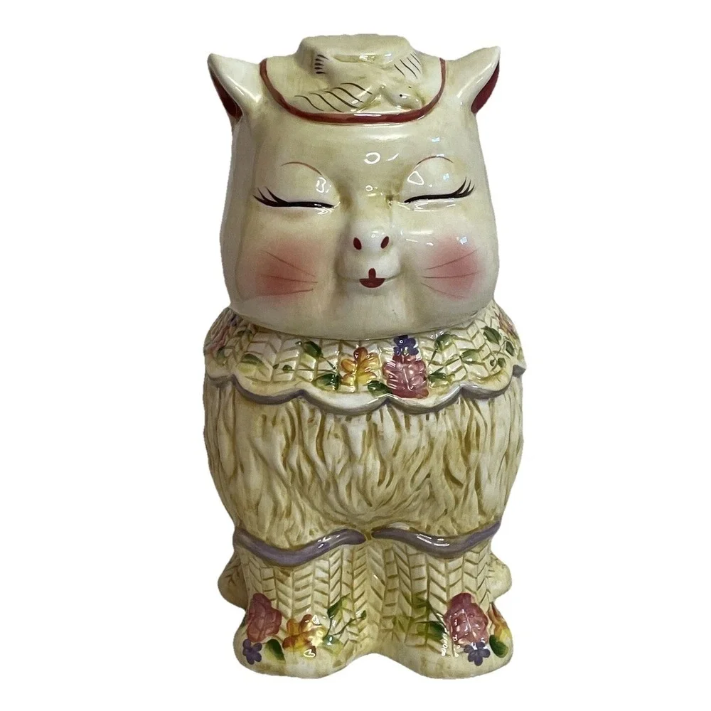 Vintage Cat Cookie Jar PUSS 'N BOOTS Ceramic Hand Painted BLOCK Classics Grandma